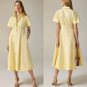 J.Crew Zip up shirtdress in cotton poplin-CI906-PALE Corn/yellow-midi-size 2-NWT
